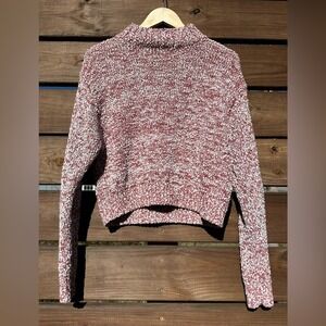 Blush & Bloom Pink & White Chunky Popcorn Knit Sweater – Cozy Mock Neck